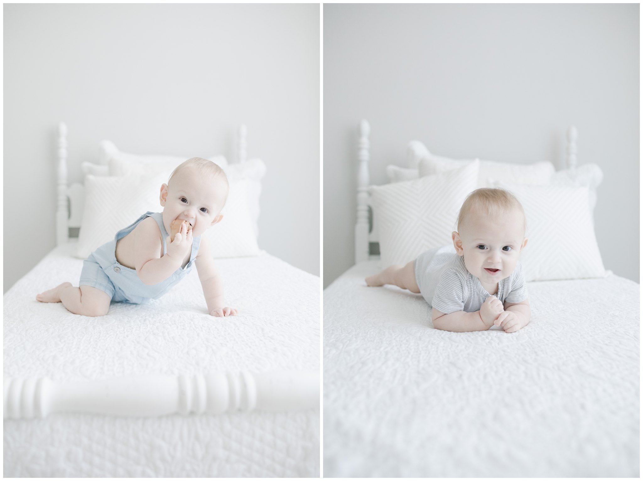 6 months baby on bed photos