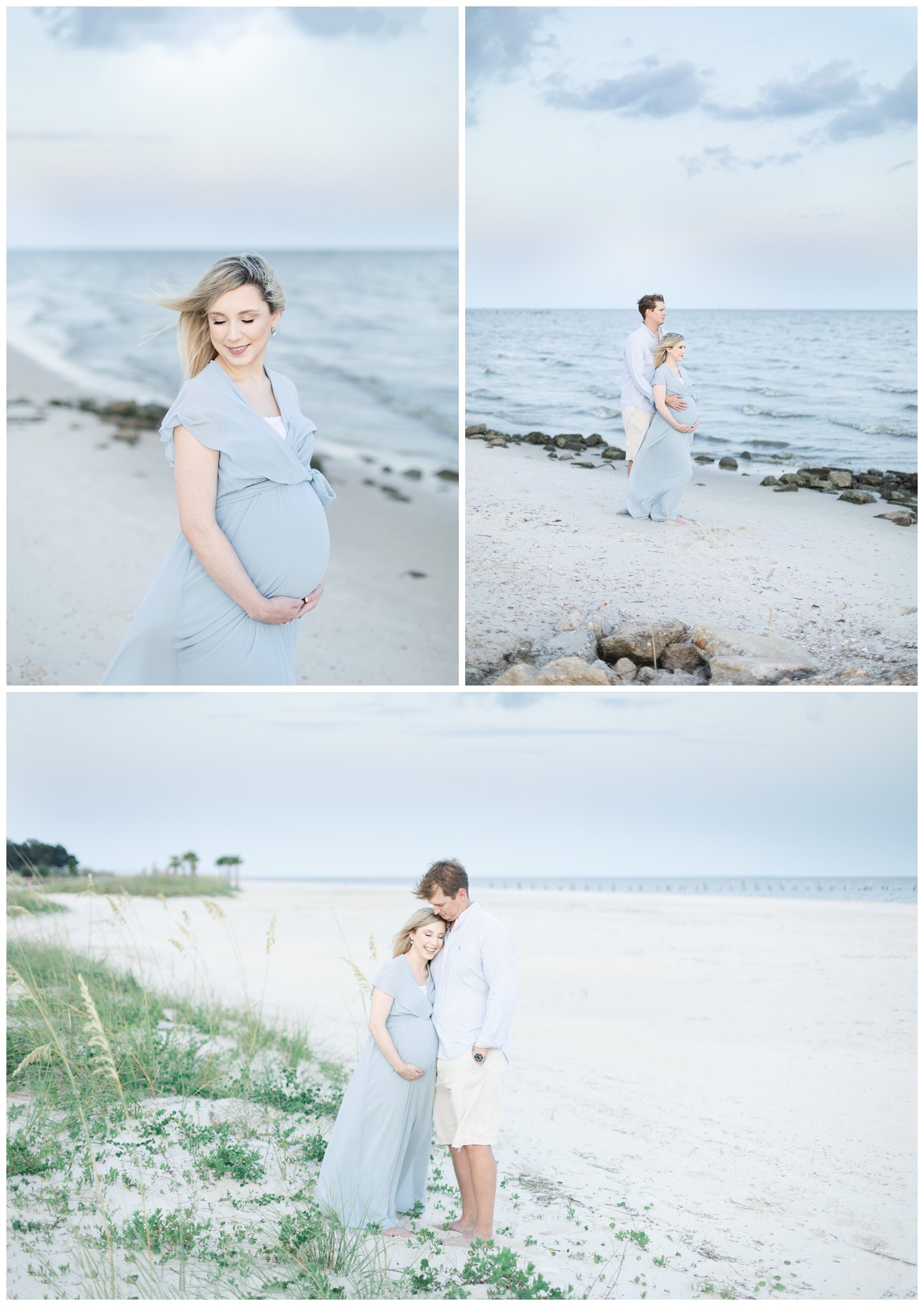 maternity photography on beach by water
