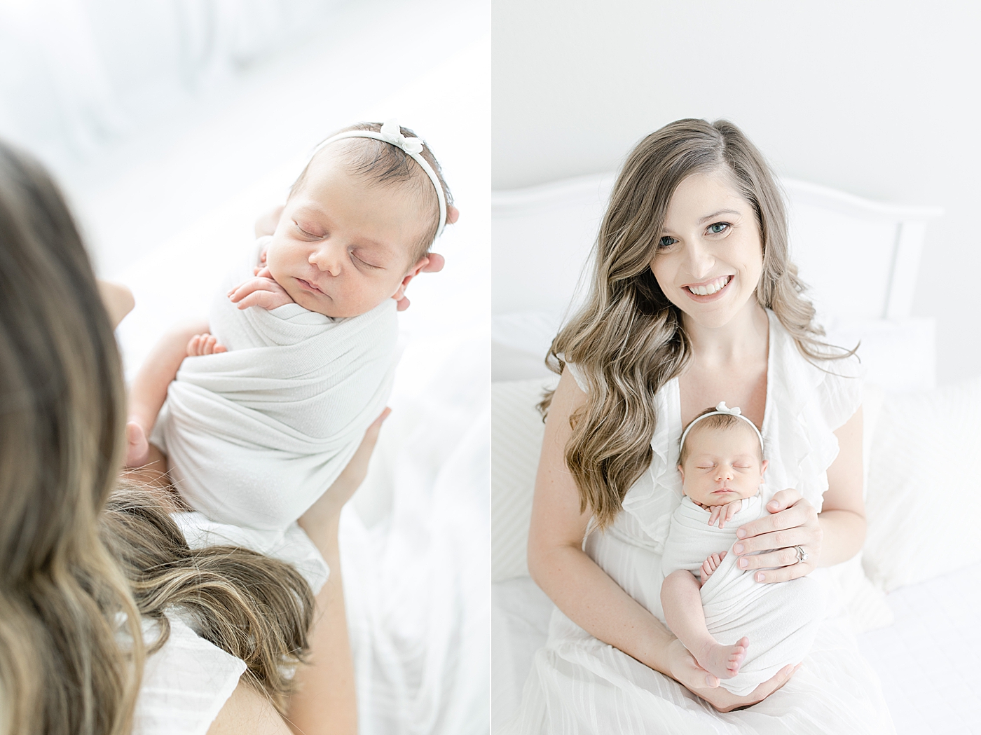 Mom with new baby in studio | Photo by Little Sunshine Photography.