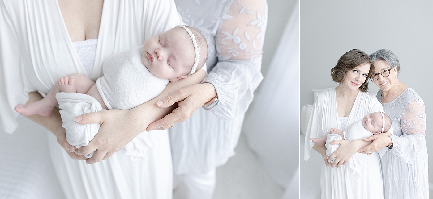 Baby girl cradled by mom and grandma | Photo by Little Sunshine Photography 
