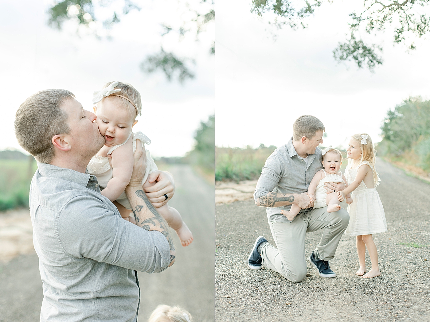 Dad kissing baby girl in white on the cheek | Photo by Hattiesburg MS family photographer Little Sunshine Photography 