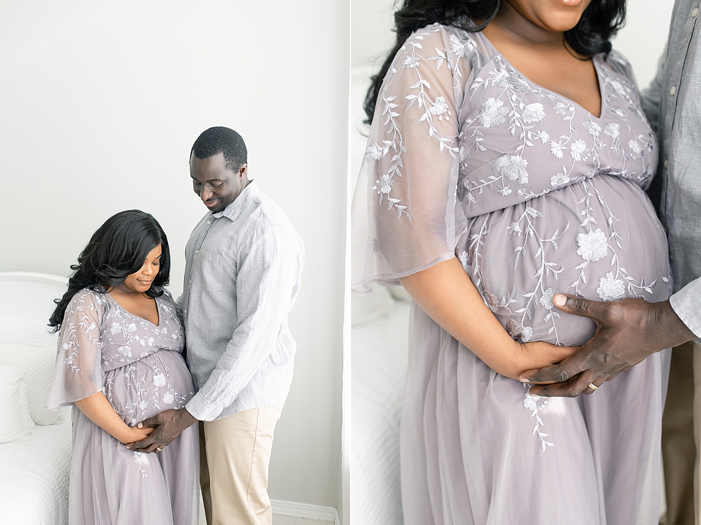 Mother and father to be cradling moms belly | Photo by Bay St. Louis Maternity Photographer Little Sunshine Photography